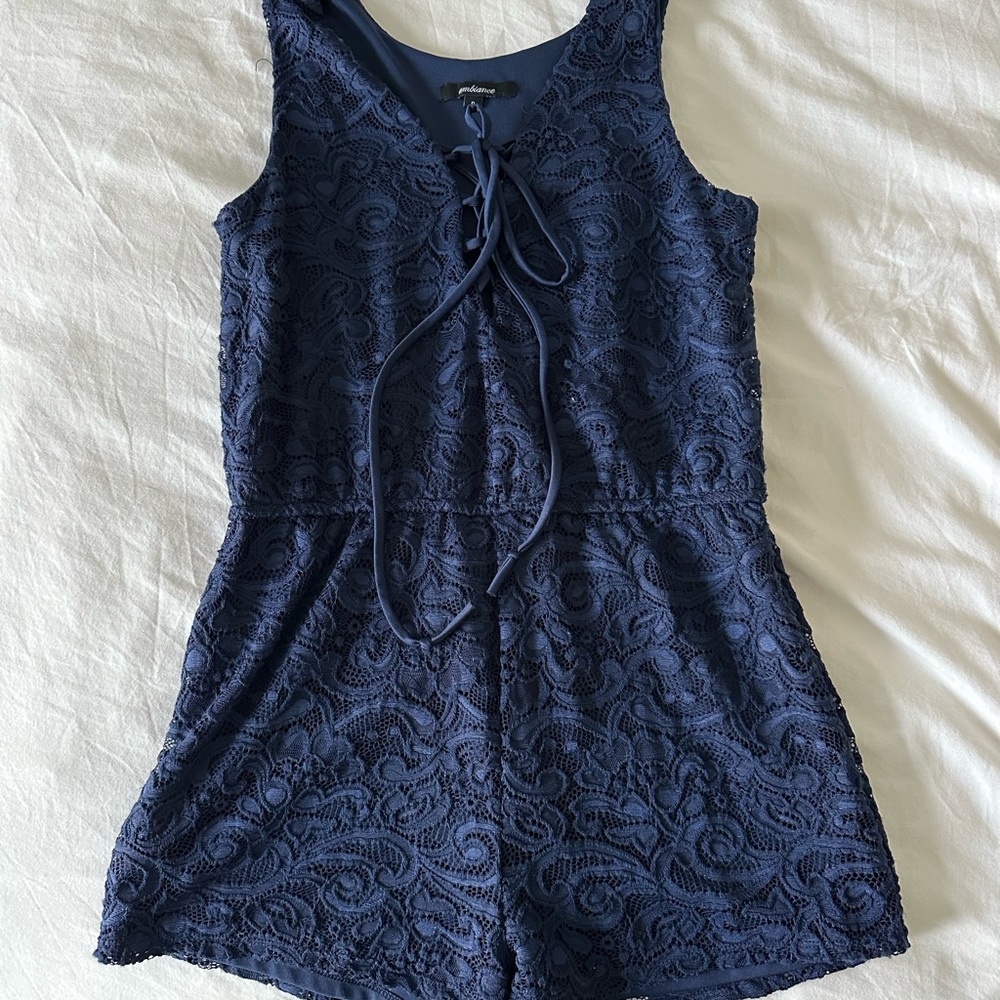 Navy Blue Lace Romper